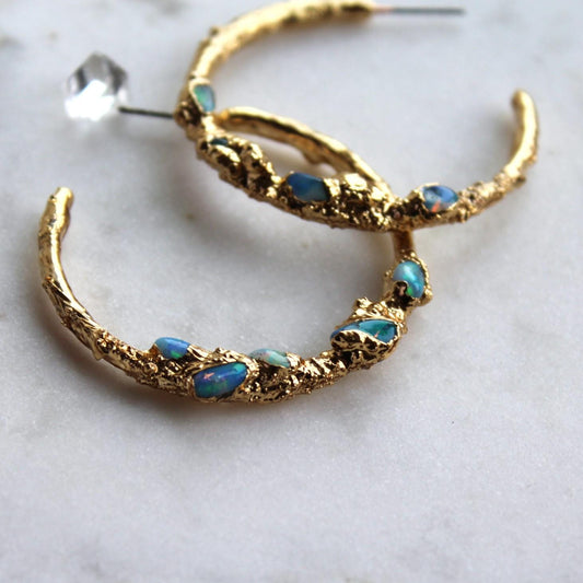 Luminara opal hoop earrings