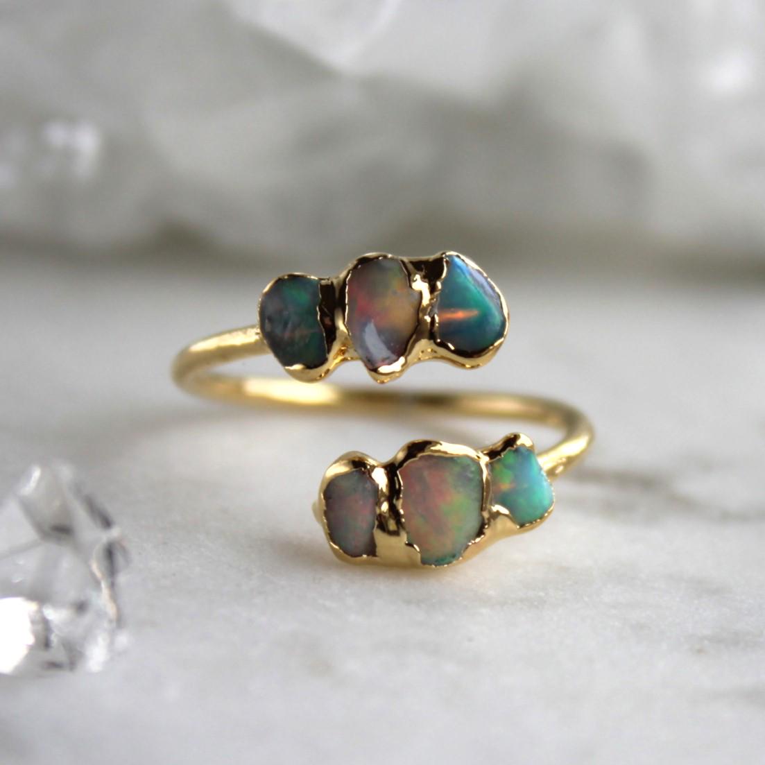 Lena raw opal ring