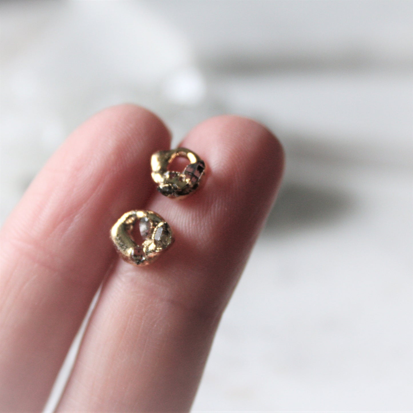 Halo Herkimer Diamond earrings