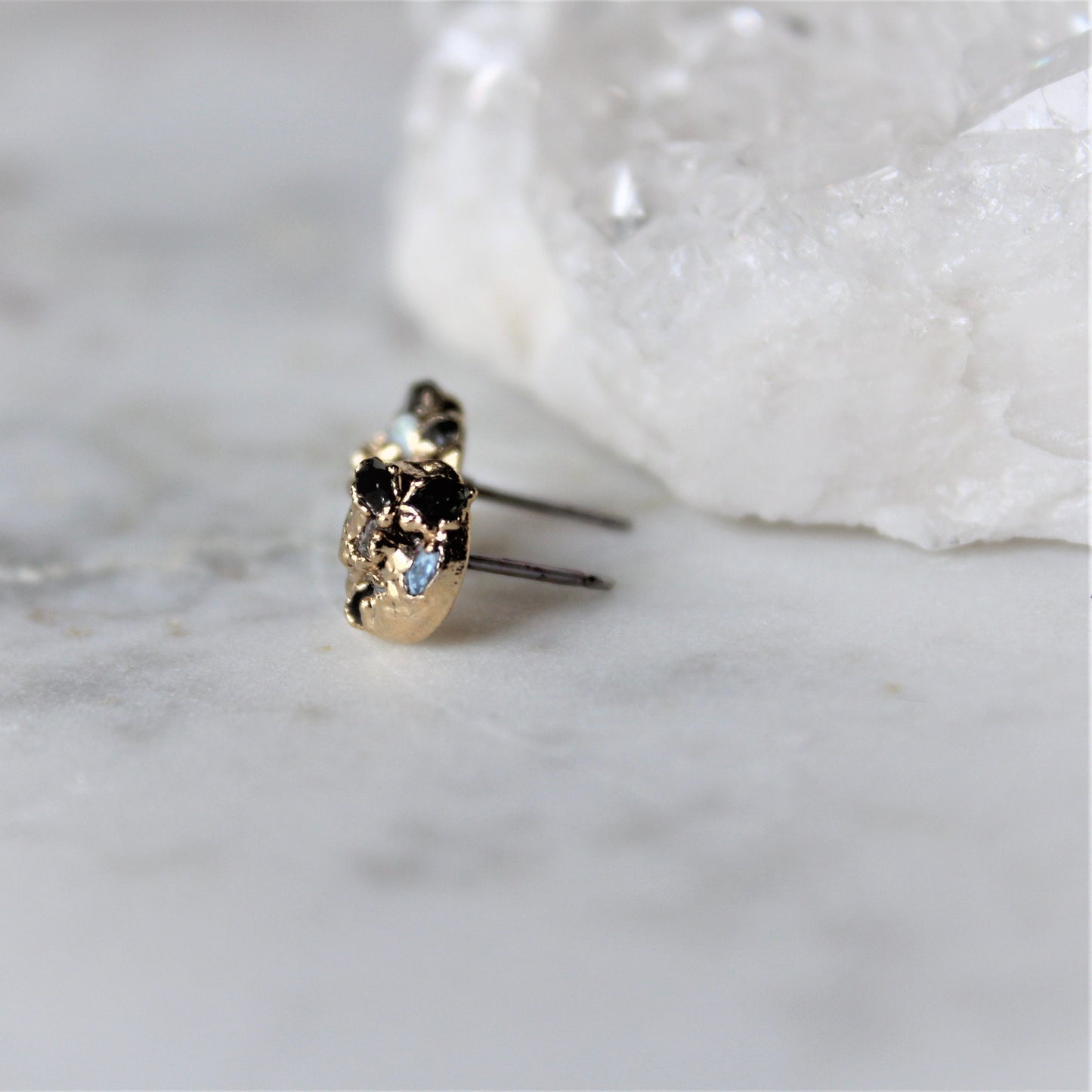 Mira Herkimer Diamond and pearl stud earrings