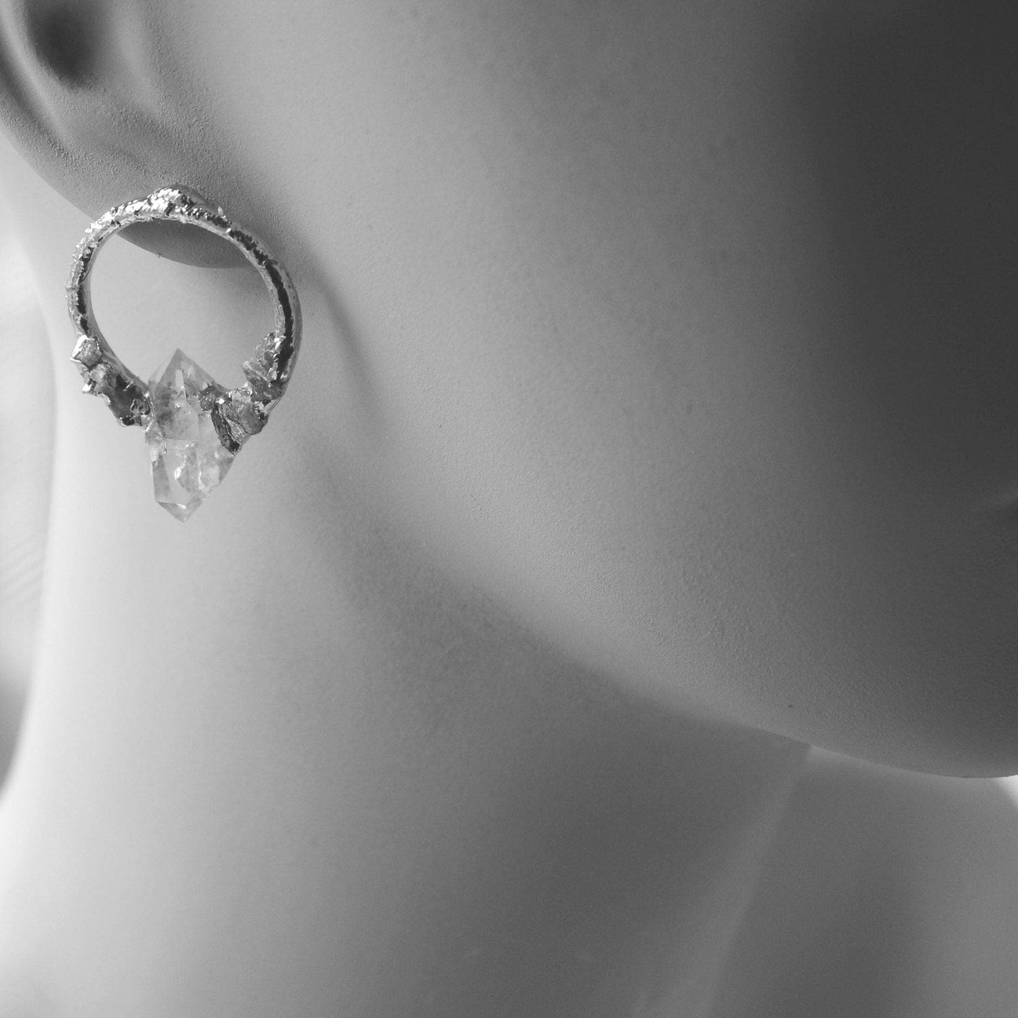 Isla Herkimer Diamond and raw diamond post earrings