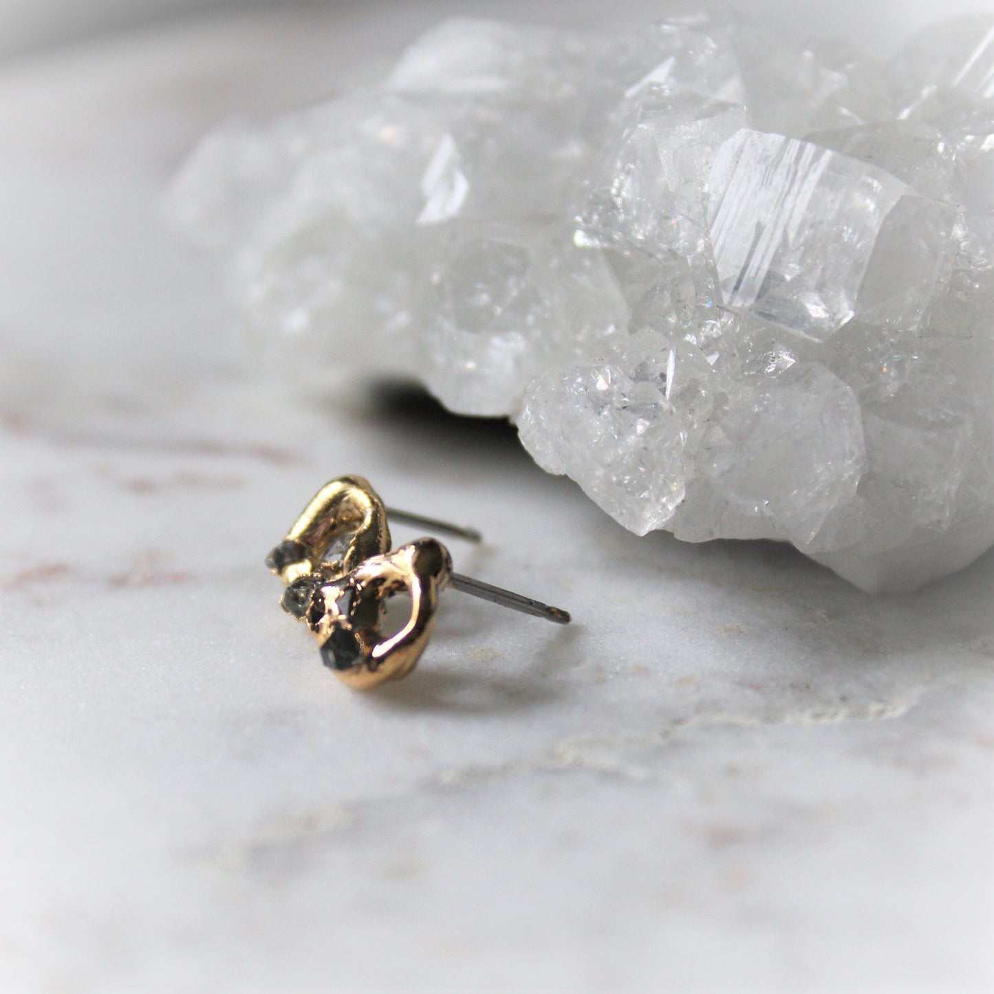 Halo Herkimer Diamond earrings