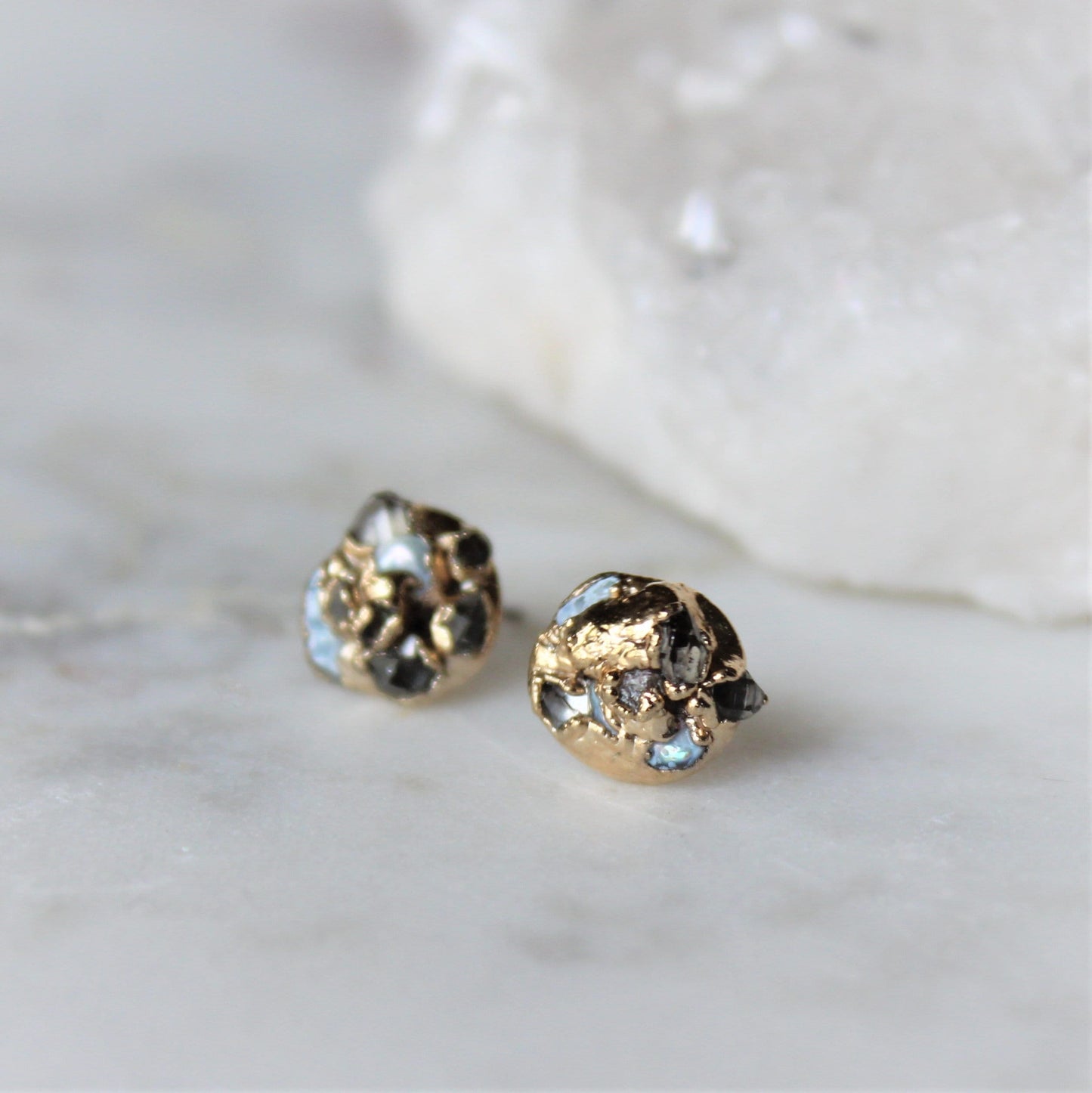 Mira Herkimer Diamond and pearl stud earrings
