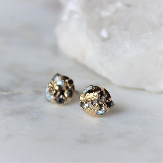 Mira Herkimer Diamond and pearl stud earrings