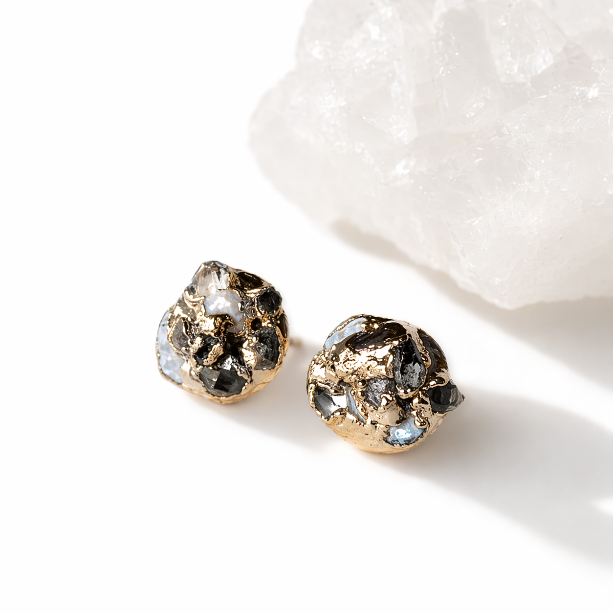 Mira Herkimer Diamond and pearl stud earrings