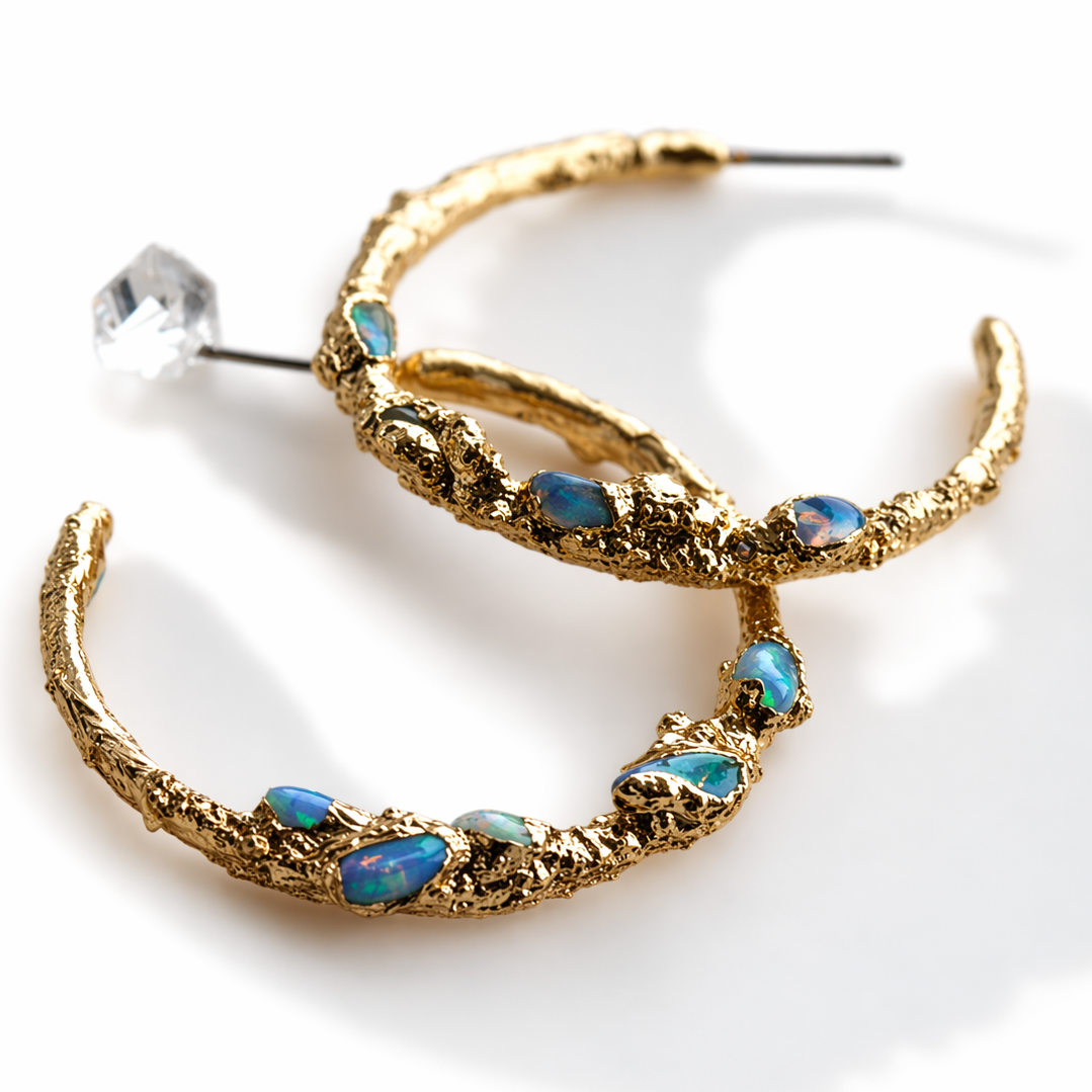 Luminara opal hoop earrings
