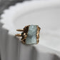Raw aquamarine and peridot ring