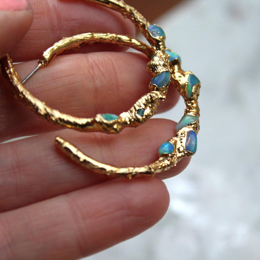 Luminara opal hoop earrings
