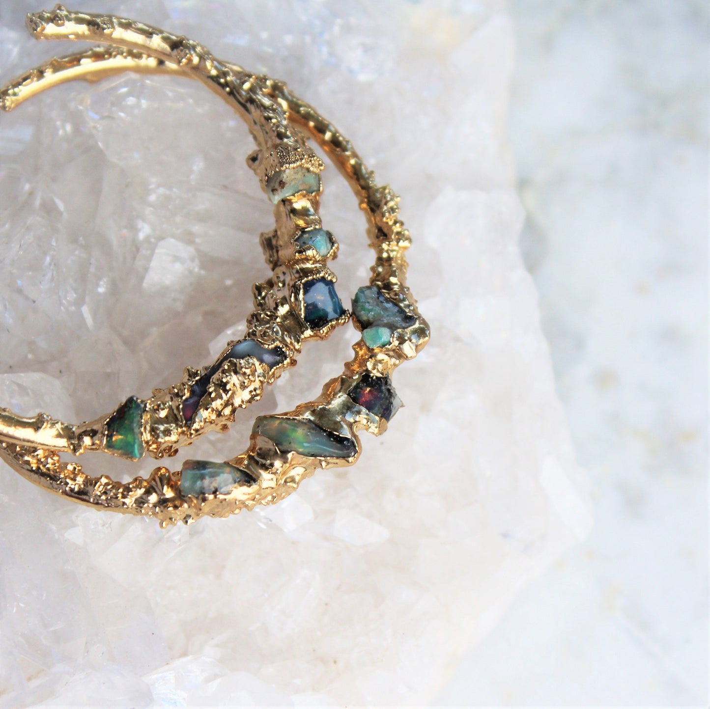 Luminara opal hoop earrings