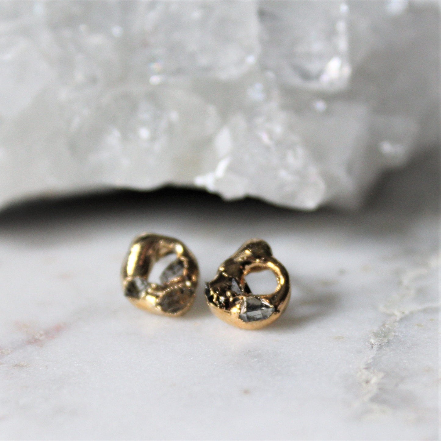 Halo Herkimer Diamond earrings