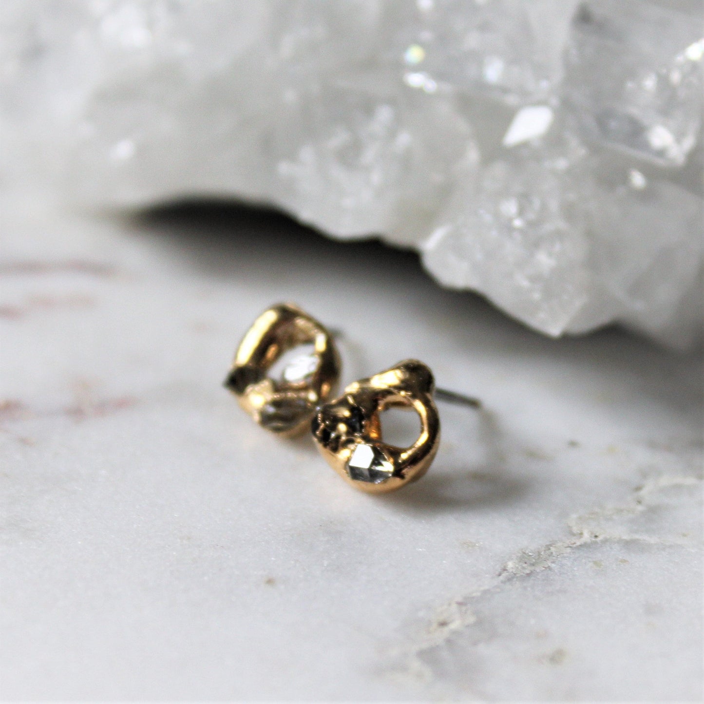 Halo Herkimer Diamond earrings